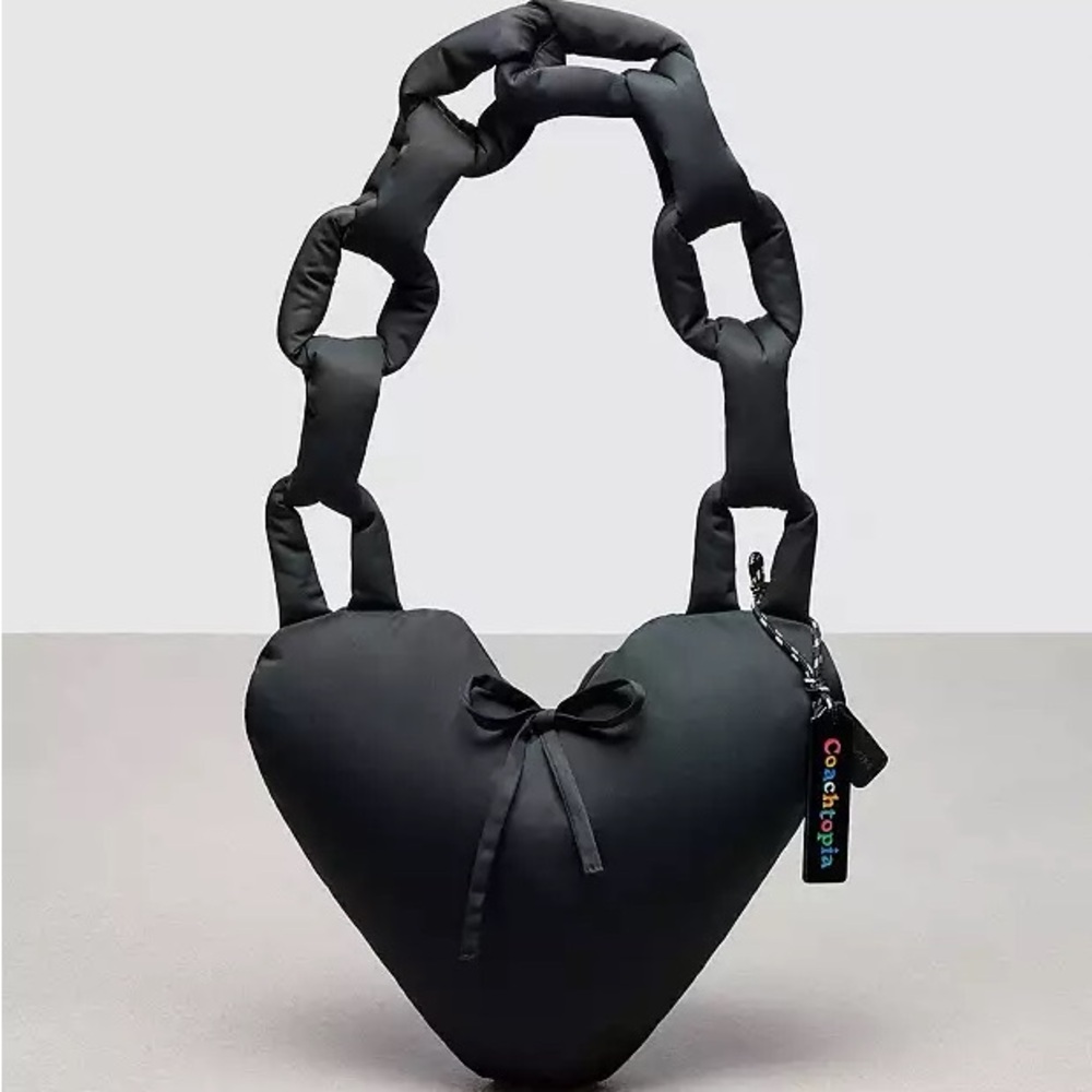 Heart-Shaped Black Shoulder Bag